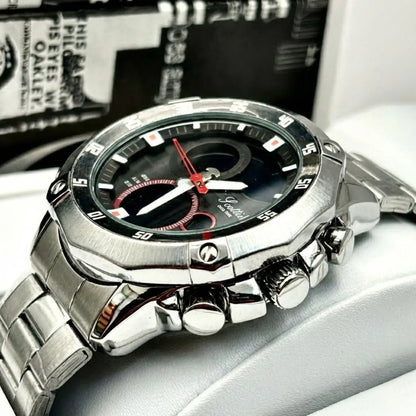 Reloj Scottie 1146 Dual Time en Acero | Cronómetro, Alarma y Resistente al Agua