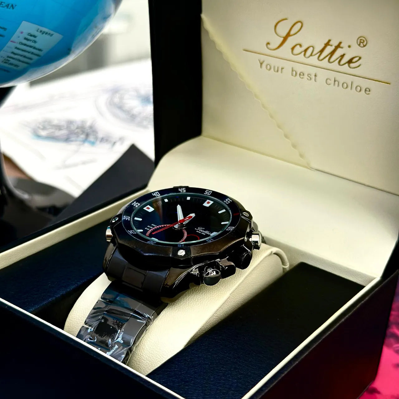 Reloj Scottie 1146 Dual Time en Acero | Cronómetro, Alarma y Resistente al Agua